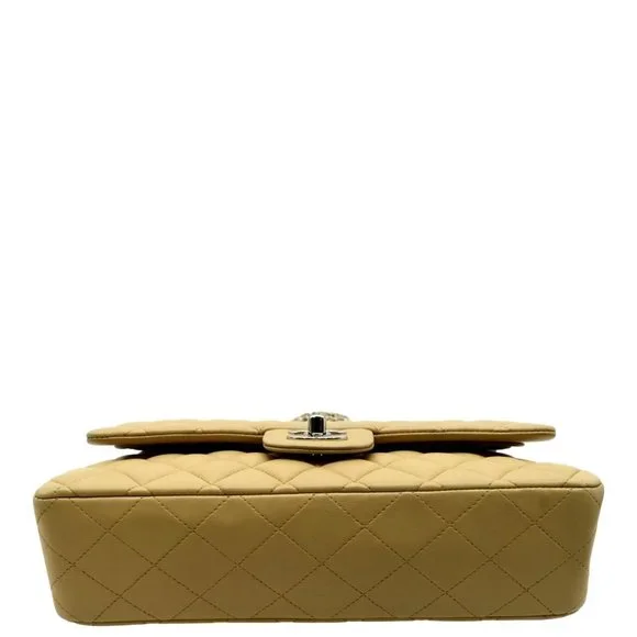 CHANEL  Classic Medium Double Flap Quilted Leather Shoulder Bag Beige - Picture 8 of 13